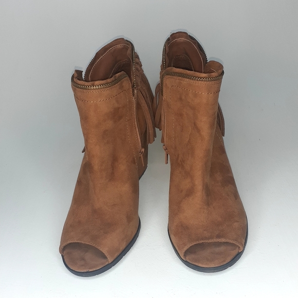 DV by Dolce Vita Boho Suede Peep Toe Fringe Booty - Picture 7 of 15